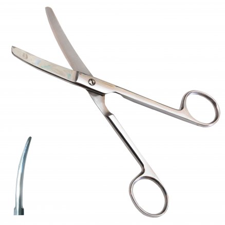 Ножиці по Mayo, медичні вертикально- зігнуті, тупокінцеві, з твердосплавом. Довжина 17,0 см